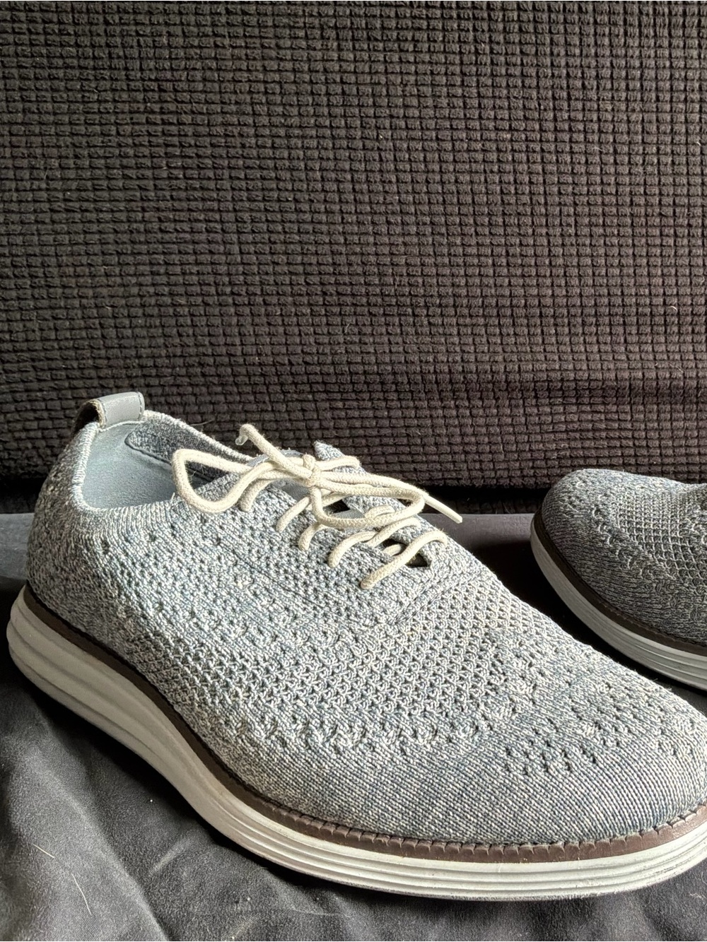 Cole Haan Light Gray Knit Lace-Up Derby - Breathable Casual Oxford